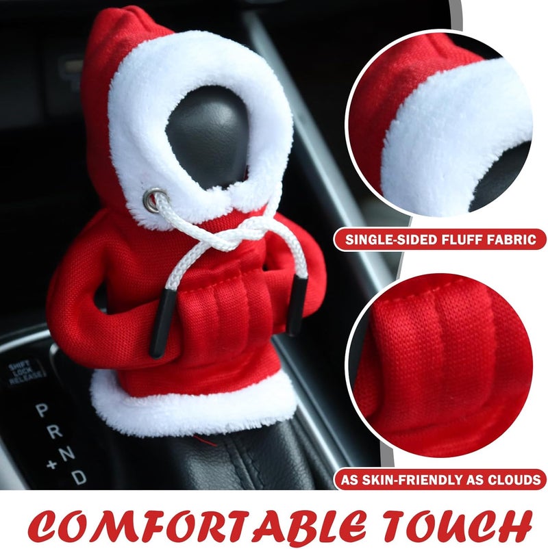 Figpade Christmas Hoodie Gear Shift Cover for Car,Cute Car Gear Shift Knob Cover as Christmas Cars Decoration to Protect Auto Shifter,Stylish Cars Gears Shifts Hoodie Vehicle Accessories (Christmas Red) - Image 3